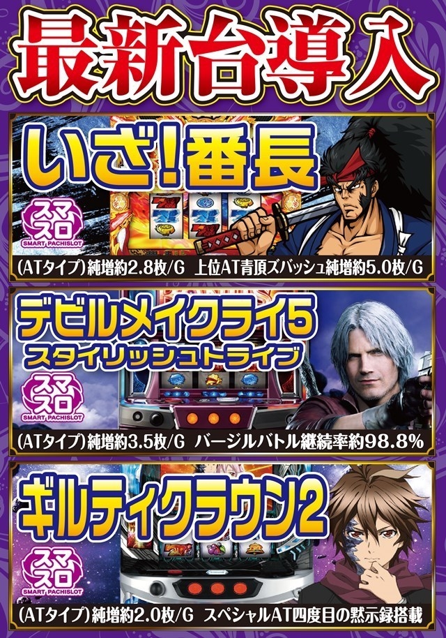 スロット最新機種導入(予定)